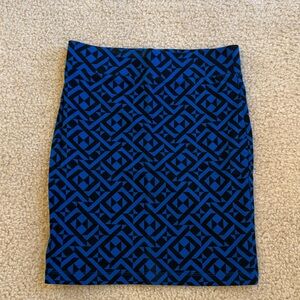 Geometric Blue and Black Skirt